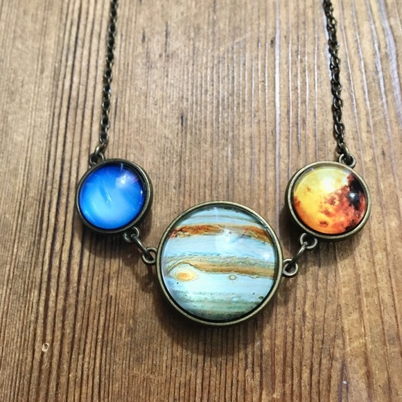 Planets Necklace,  Ladies Repurposed Necklace,  Ladies Jewelry - Picture 5 of 5